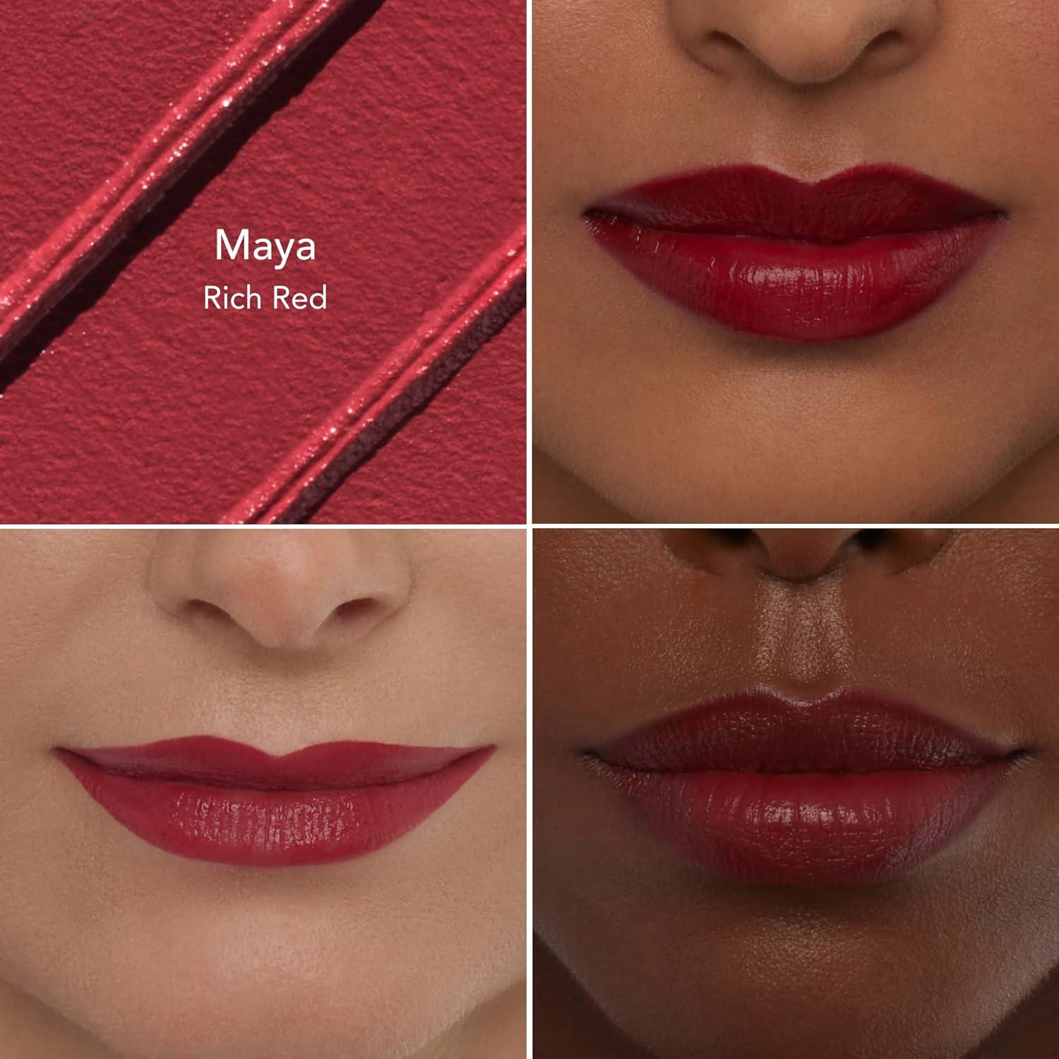 imageThrive Causemetics ImpactFULL Smoothing Lipstick Moisturizing Lip Makeup Essential with Vitamin E Lightweight Creamy Lipstick for Women Long Lasting Vegan Shade Jessica Raspberry RedMaya Rich Red