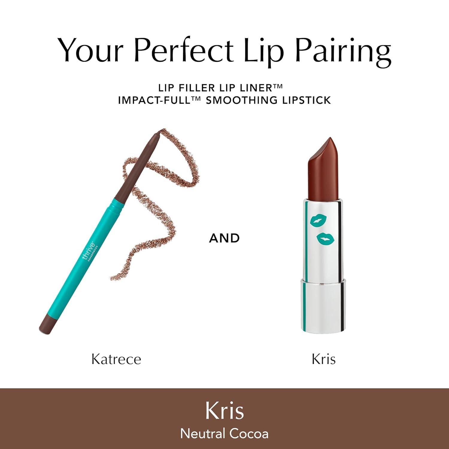 imageThrive Causemetics ImpactFULL Smoothing Lipstick Moisturizing Lip Makeup Essential with Vitamin E Lightweight Creamy Lipstick for Women Long Lasting Vegan Shade Jessica Raspberry RedKris Neutral Cocoa