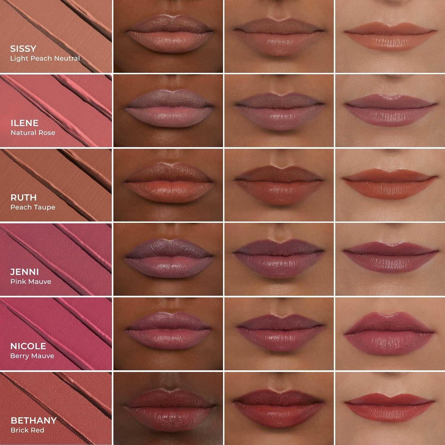 imageThrive Causemetics ImpactFULL Smoothing Lipstick Moisturizing Lip Makeup Essential with Vitamin E Lightweight Creamy Lipstick for Women Long Lasting Vegan Shade Jessica Raspberry RedSissy Light Peach Neutral