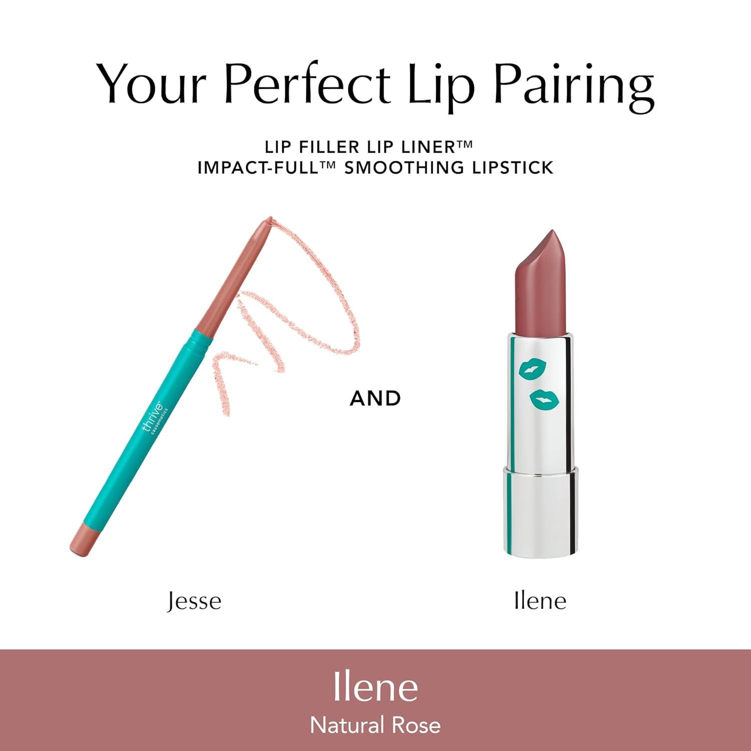 imageThrive Causemetics ImpactFULL Smoothing Lipstick Moisturizing Lip Makeup Essential with Vitamin E Lightweight Creamy Lipstick for Women Long Lasting Vegan Shade Jessica Raspberry RedIlene Natural Rose