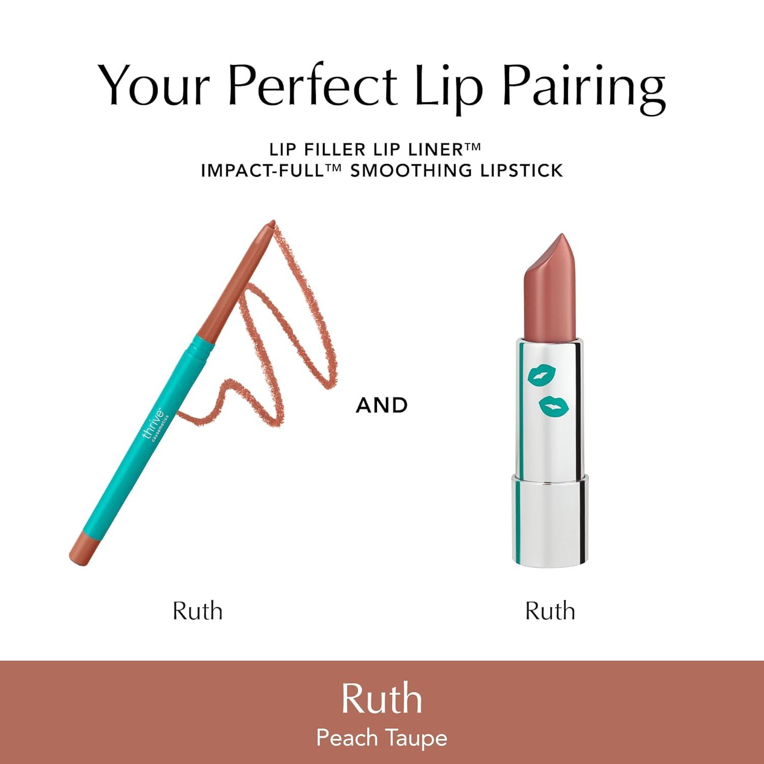 imageThrive Causemetics ImpactFULL Smoothing Lipstick Moisturizing Lip Makeup Essential with Vitamin E Lightweight Creamy Lipstick for Women Long Lasting Vegan Shade Jessica Raspberry RedRuth Peach Taupe