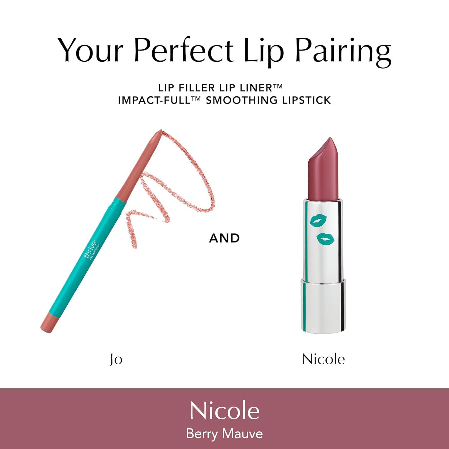 imageThrive Causemetics ImpactFULL Smoothing Lipstick Moisturizing Lip Makeup Essential with Vitamin E Lightweight Creamy Lipstick for Women Long Lasting Vegan Shade Jessica Raspberry RedNicole Berry Mauve