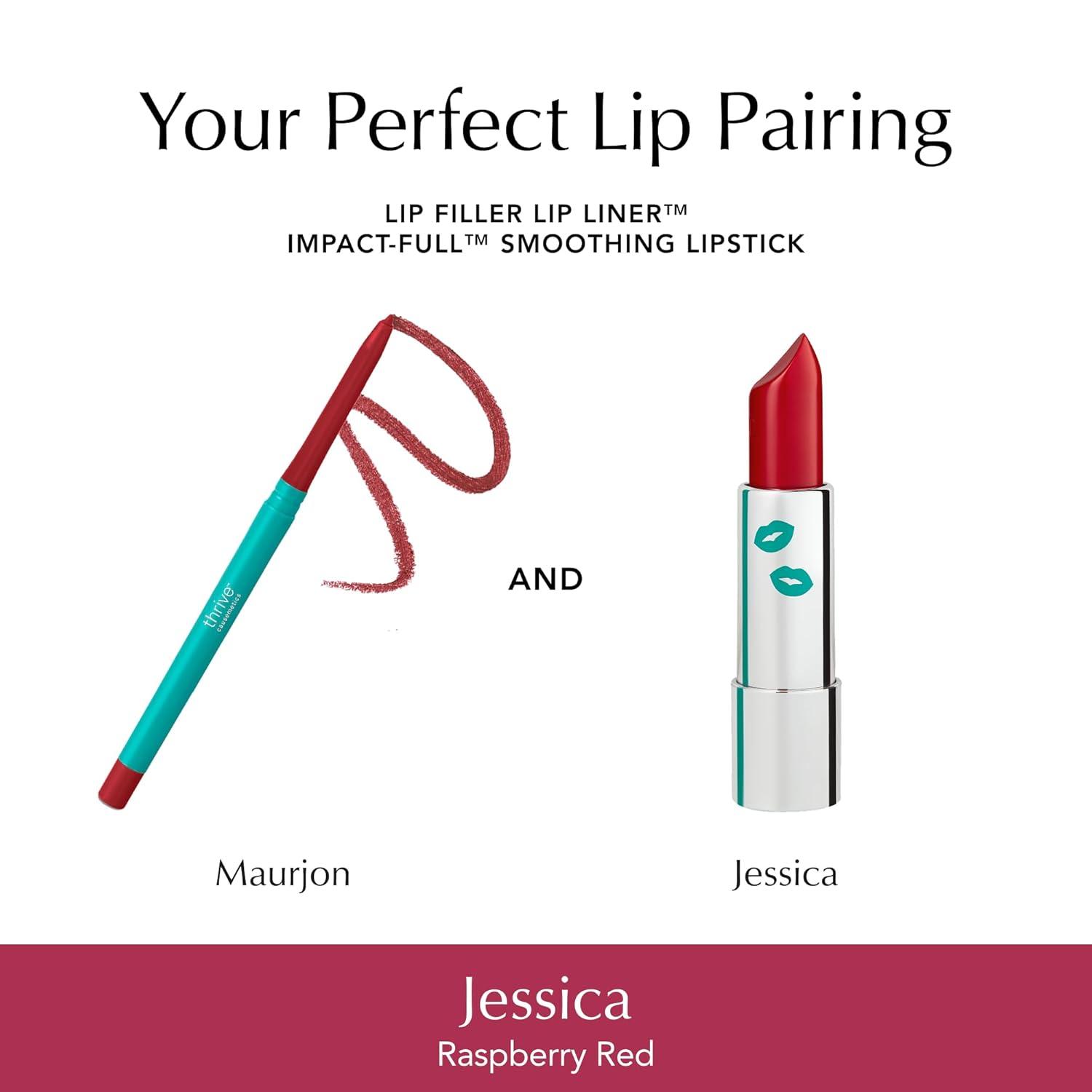 imageThrive Causemetics ImpactFULL Smoothing Lipstick Moisturizing Lip Makeup Essential with Vitamin E Lightweight Creamy Lipstick for Women Long Lasting Vegan Shade Jessica Raspberry RedJessica Raspberry Red