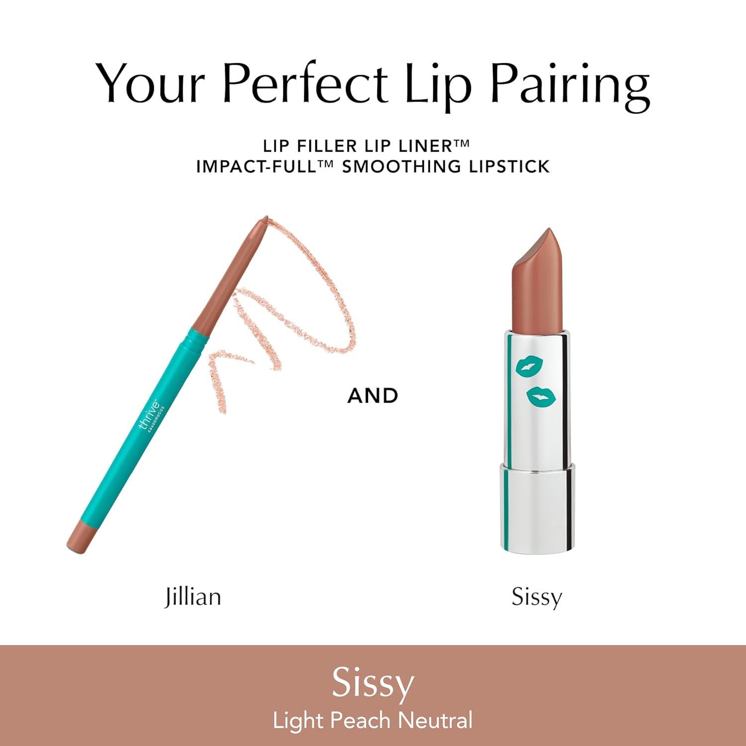 imageThrive Causemetics ImpactFULL Smoothing Lipstick Moisturizing Lip Makeup Essential with Vitamin E Lightweight Creamy Lipstick for Women Long Lasting Vegan Shade Jessica Raspberry RedSissy Light Peach Neutral