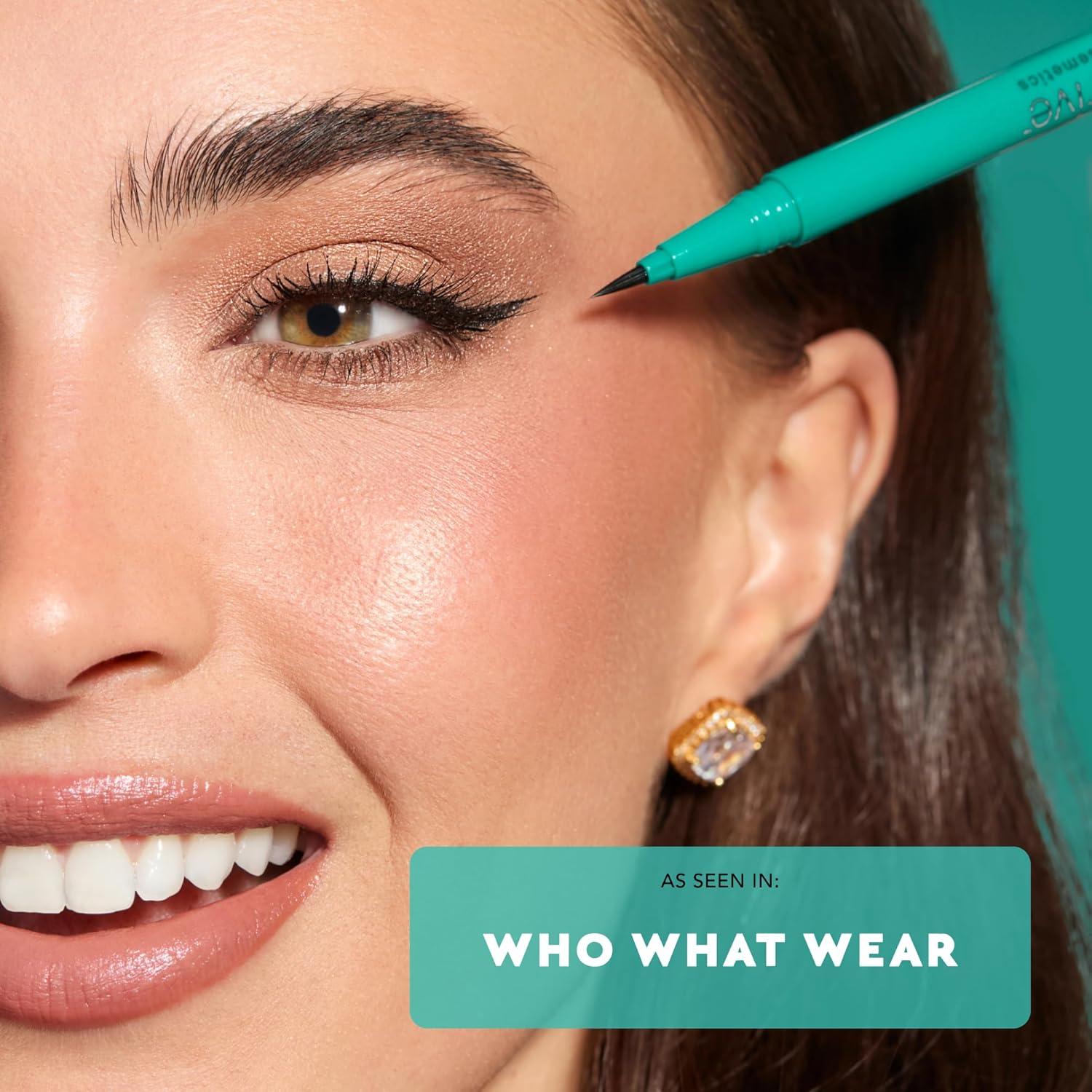 imageThrive Causemetics Infinity Waterproof Black Liquid Eyeliner Pen Eye Makeup Essential with Biotin for Women Water Based Eyeliner Feather Free Brush Tip Vegan Shade Lauren Black MatteLauren Black Matte