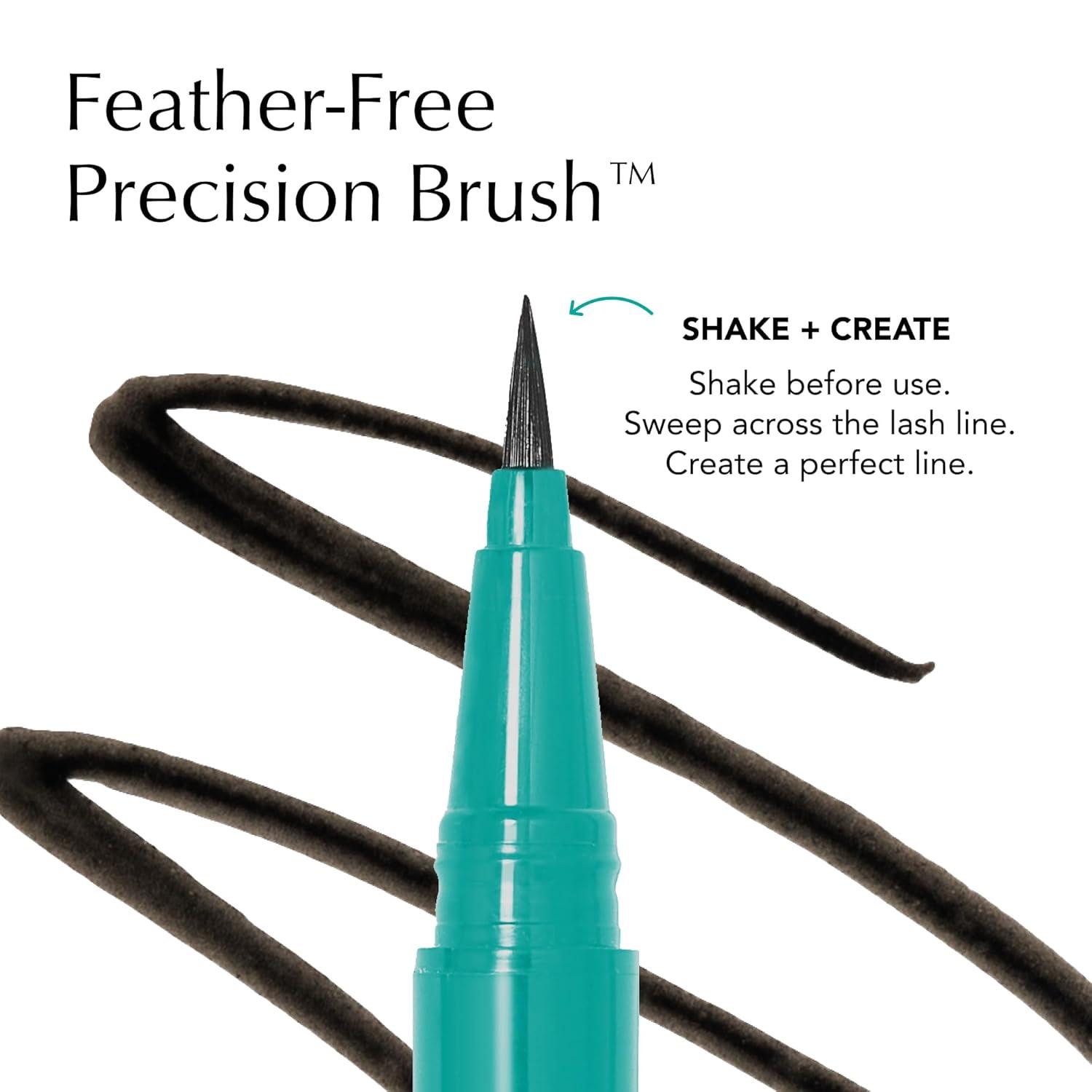 imageThrive Causemetics Infinity Waterproof Black Liquid Eyeliner Pen Eye Makeup Essential with Biotin for Women Water Based Eyeliner Feather Free Brush Tip Vegan Shade Lauren Black MatteElla Brown Matte