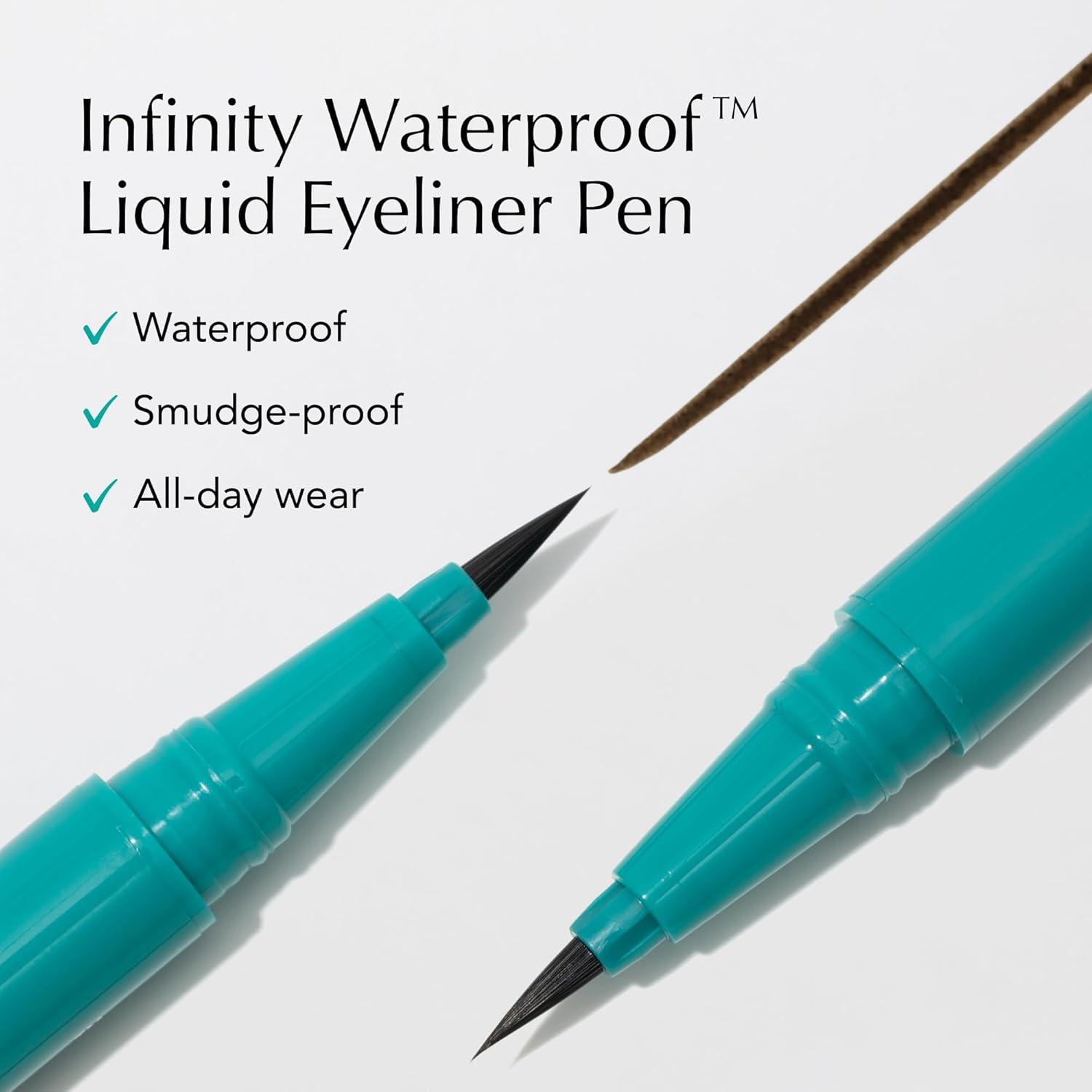imageThrive Causemetics Infinity Waterproof Black Liquid Eyeliner Pen Eye Makeup Essential with Biotin for Women Water Based Eyeliner Feather Free Brush Tip Vegan Shade Lauren Black MatteElla Brown Matte