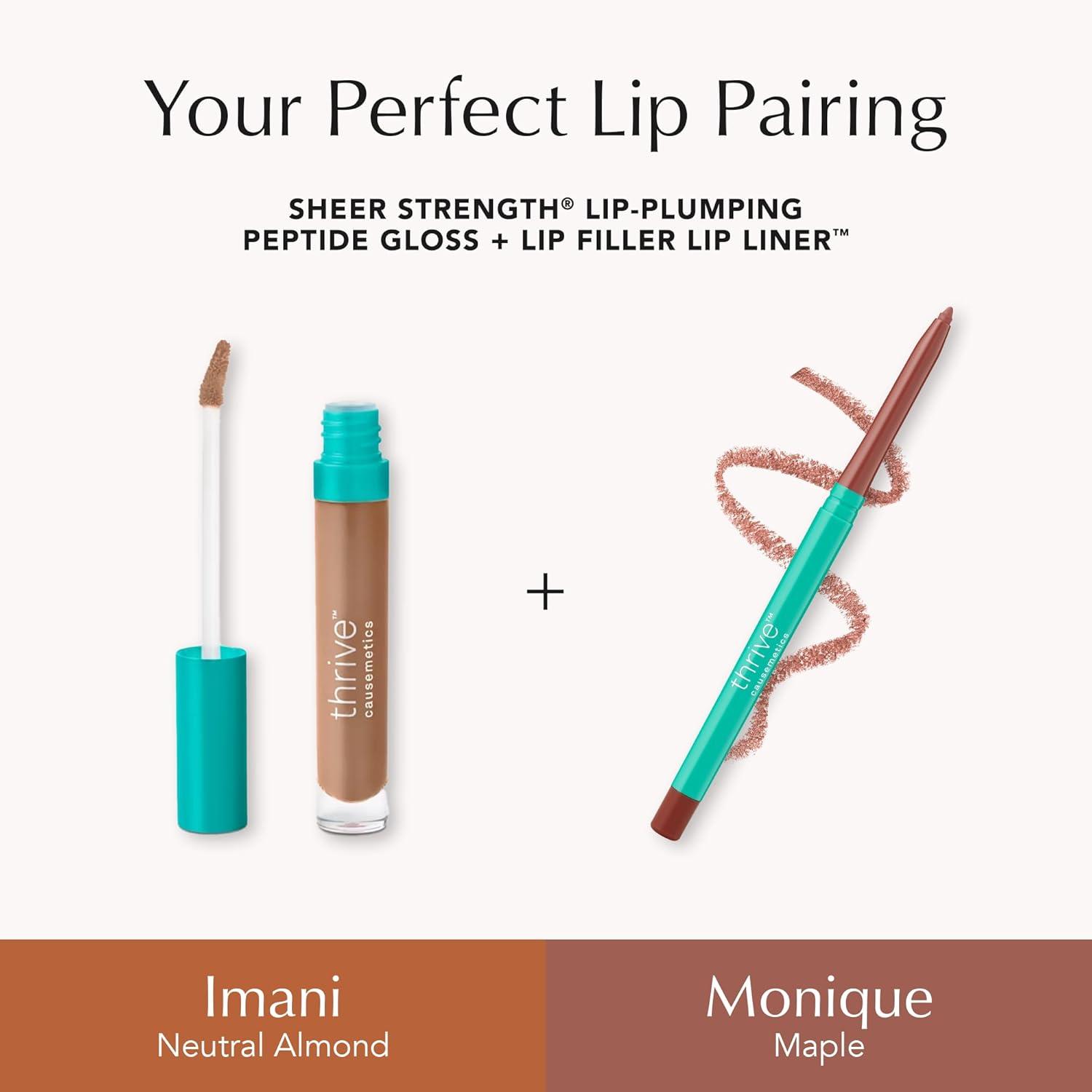 imageThrive Causemetics Lip Filler LongWearing  Plumping Lip Liner Shea Butter Hydrating Lip Plumper Retractable Lip Liner Pencil Built In Sharpener Vegan amp Cruelty Free Katrece EspressoMonique Maple