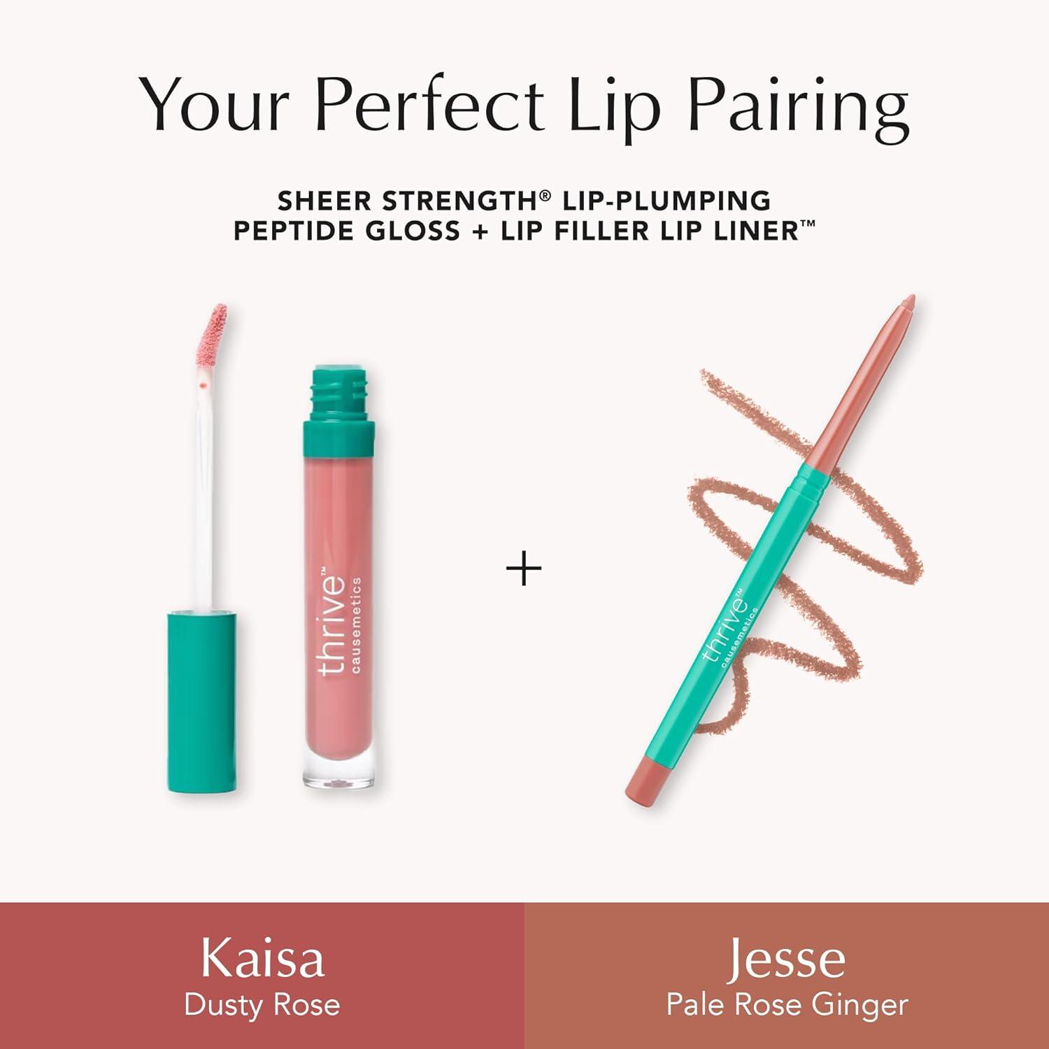 imageThrive Causemetics Lip Filler LongWearing  Plumping Lip Liner Shea Butter Hydrating Lip Plumper Retractable Lip Liner Pencil Built In Sharpener Vegan amp Cruelty Free Katrece EspressoJesse Pale Rose Ginger