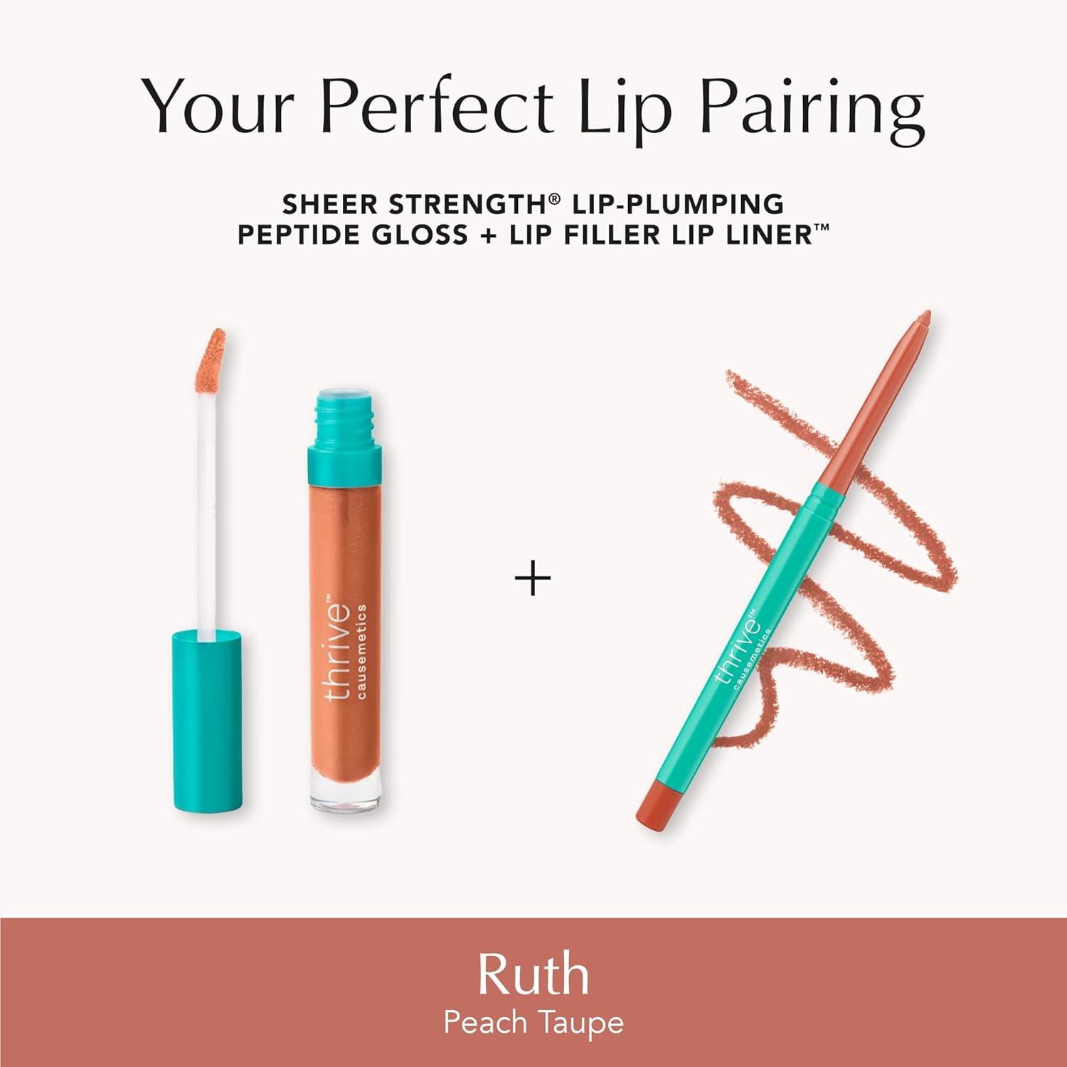 imageThrive Causemetics Lip Filler LongWearing  Plumping Lip Liner Shea Butter Hydrating Lip Plumper Retractable Lip Liner Pencil Built In Sharpener Vegan amp Cruelty Free Katrece EspressoRuth Peach Taupe