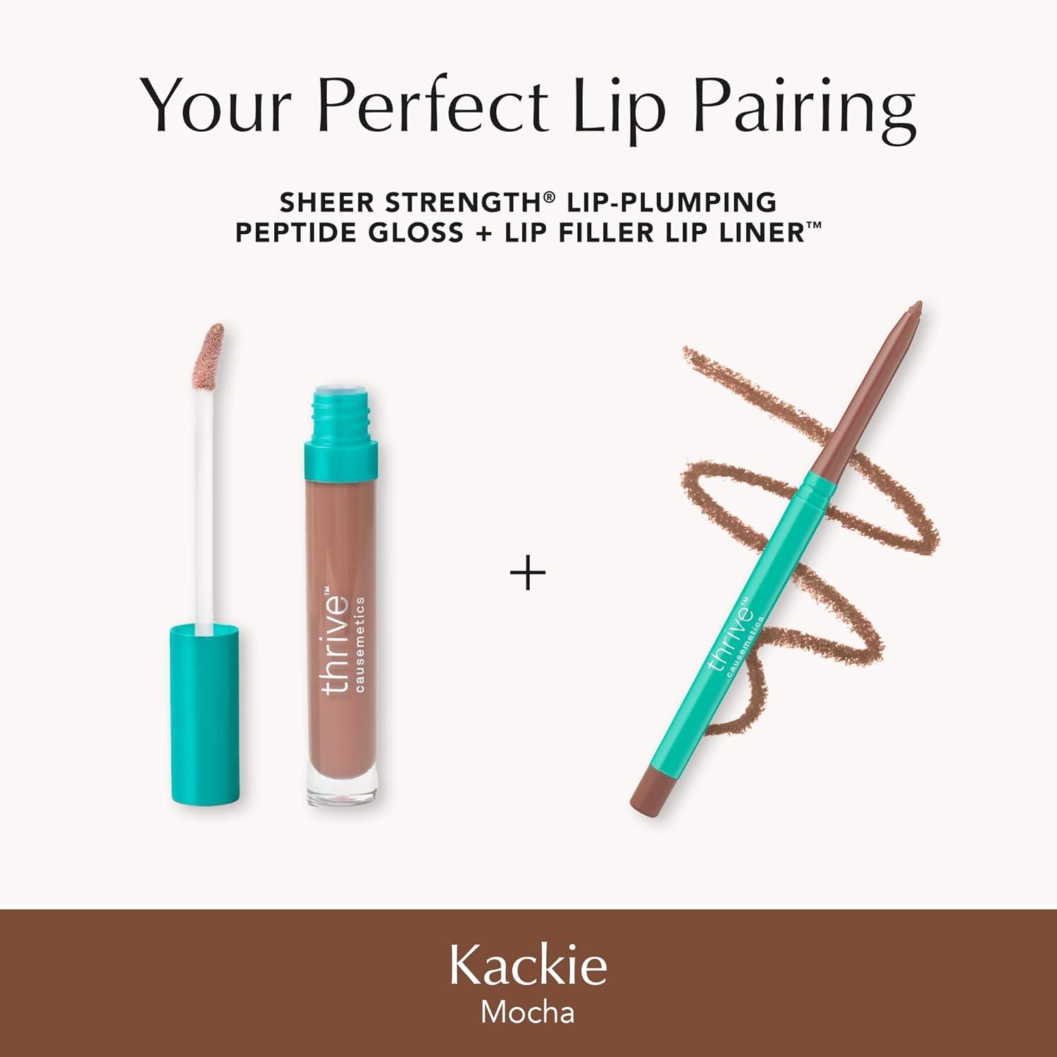 imageThrive Causemetics Lip Filler LongWearing  Plumping Lip Liner Shea Butter Hydrating Lip Plumper Retractable Lip Liner Pencil Built In Sharpener Vegan amp Cruelty Free Katrece EspressoKackie Mocha
