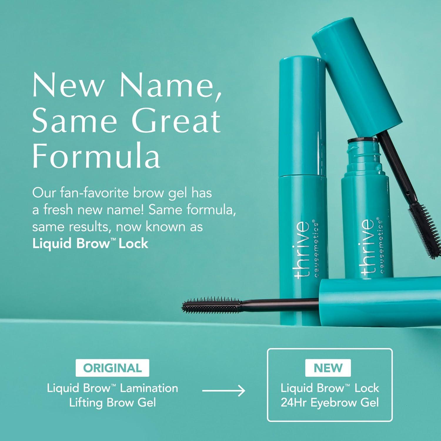 imageThrive Causemetics Liquid Brow Lock 24Hr Lifting Eyebrow Gel Waterproof Conditioning Brow Gel with Biotin Hyaluronic Acid amp Vitamin B5 Makeup Essential Dual Sided Precision Brush Vegan Clear