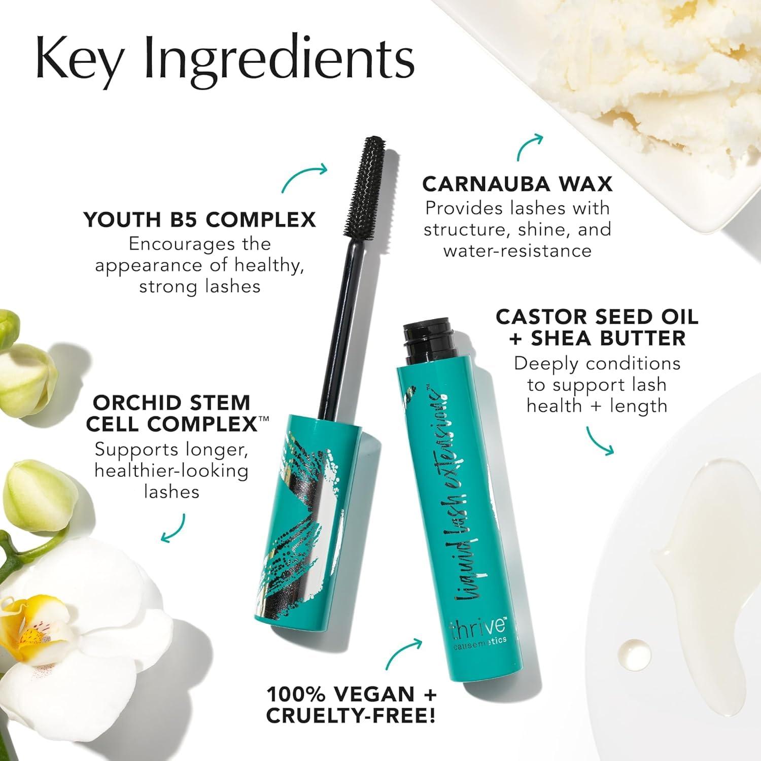 imageThrive Causemetics Liquid Lash Extensions Mascara Tubing Thrive Mascara Lengthening Volumizing amp Curling Smudge Proof Washable No Clumping or Flaking Vegan amp Cruelty Free Nola Deep BlueBrynn Rich Black