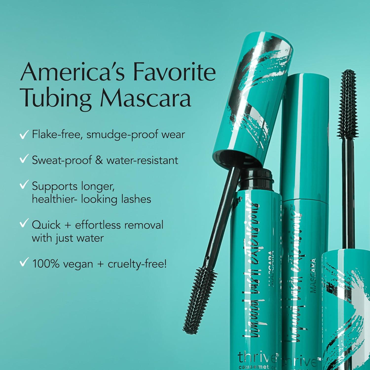 imageThrive Causemetics Liquid Lash Extensions Mascara Tubing Thrive Mascara Lengthening Volumizing amp Curling Smudge Proof Washable No Clumping or Flaking Vegan amp Cruelty Free Nola Deep BlueWhitney Charcoal Grey