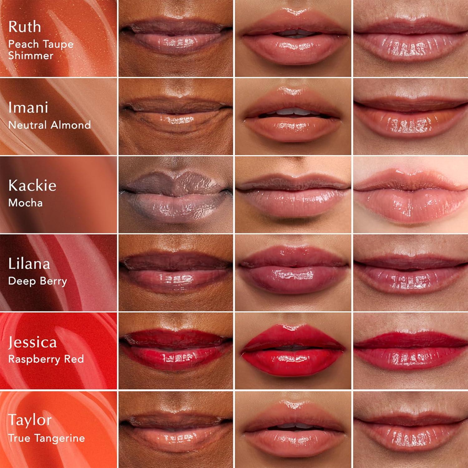 imageThrive Causemetics Sheer Strength Lip Plumping Peptide Gloss Lip Plumper with Vitamin E Peptides Plumps Smooths amp Hydrates Lips High Shine Vegan amp Cruelty Free Emily Clear ShimmerRuth Peach Taupe Shimmer