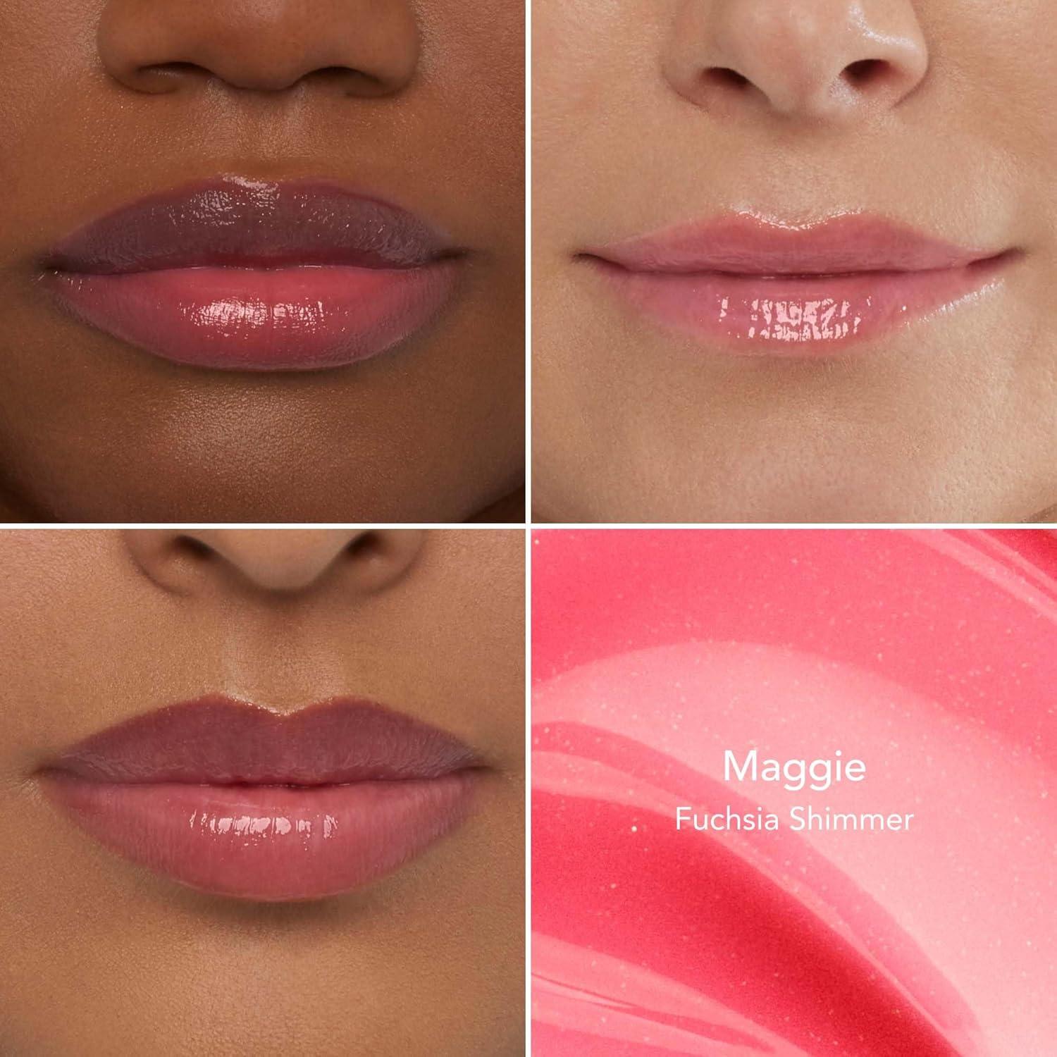 imageThrive Causemetics Sheer Strength Lip Plumping Peptide Gloss Lip Plumper with Vitamin E Peptides Plumps Smooths amp Hydrates Lips High Shine Vegan amp Cruelty Free Emily Clear ShimmerMaggie Fuchsia Pink Shimmer