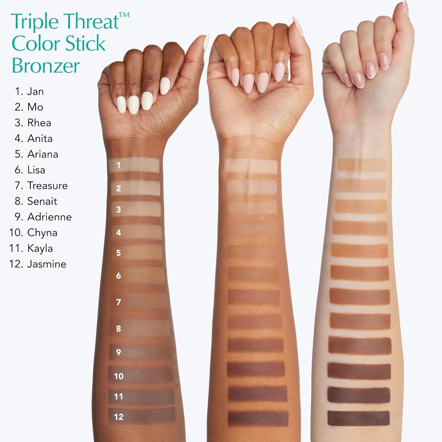 imageThrive Causemetics Triple Threat Color Stick Cream Bronzer amp Contour Stick with Vitamin E Evening Primrose Oil Waterproof Smudge Proof Face Makeup Formula Kayla Deep GoldenAdrienne Deep Tan Neutral