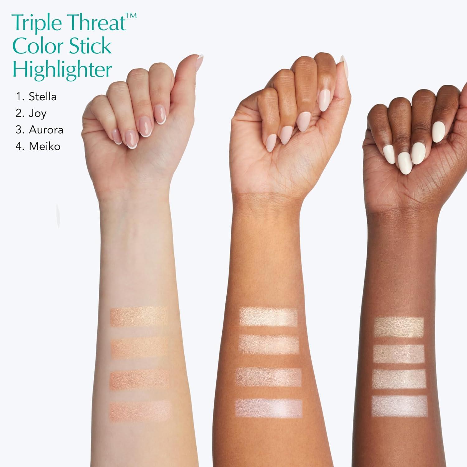 imageThrive Causemetics Triple Threat Color Stick Cream Highlighter Stick with Vitamin E Evening Primrose Oil Waterproof Smudge Proof Face Makeup Formula Joy Gold ShimmerJoy Gold Shimmer