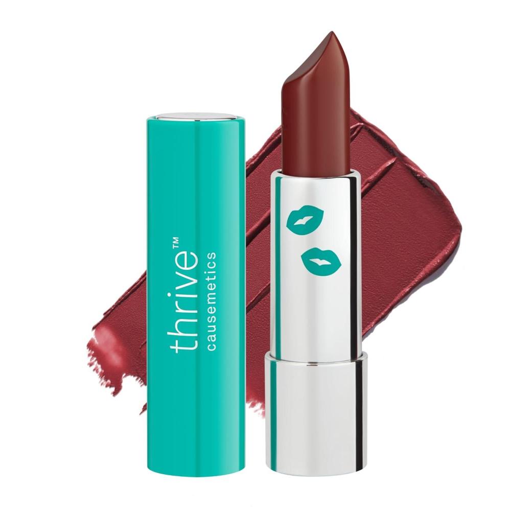 imageThrive Causemetics ImpactFULL Smoothing Lipstick Moisturizing Lip Makeup Essential with Vitamin E Lightweight Creamy Lipstick for Women Long Lasting Vegan Shade Jessica Raspberry RedSheryl Berry Brown