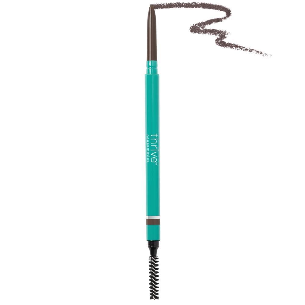 imageThrive Causemetics Infinity Waterproof Eyebrow Pencil Retractable Brow Pencil with Hyaluronic Acid amp Shea Butter Dual Ended Eyebrow Brush Spoolie Fine Tip Vegan amp Cruelty Free Merida AuburnSerena Deep Brown