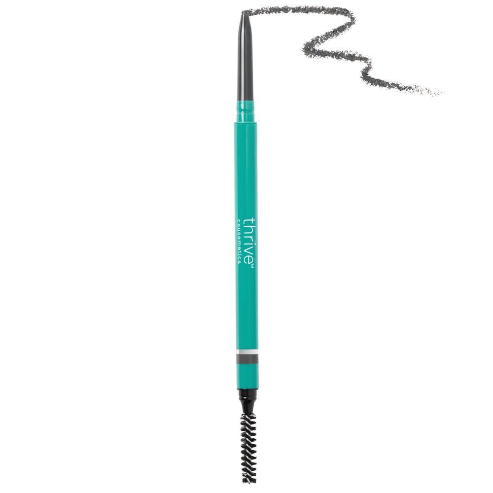 imageThrive Causemetics Infinity Waterproof Eyebrow Pencil Retractable Brow Pencil with Hyaluronic Acid amp Shea Butter Dual Ended Eyebrow Brush Spoolie Fine Tip Vegan amp Cruelty Free Merida AuburnNan Charcoal