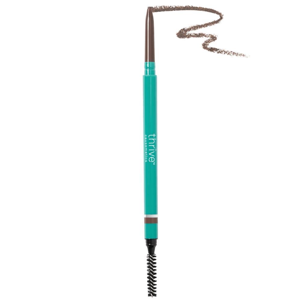 imageThrive Causemetics Infinity Waterproof Eyebrow Pencil Retractable Brow Pencil with Hyaluronic Acid amp Shea Butter Dual Ended Eyebrow Brush Spoolie Fine Tip Vegan amp Cruelty Free Merida AuburnAudrey Medium Brown