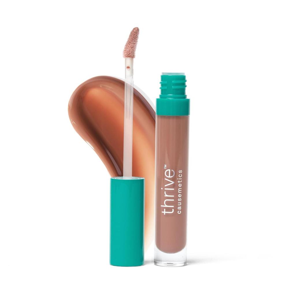 imageThrive Causemetics Sheer Strength Lip Plumping Peptide Gloss Lip Plumper with Vitamin E Peptides Plumps Smooths amp Hydrates Lips High Shine Vegan amp Cruelty Free Emily Clear ShimmerKackie Mocha