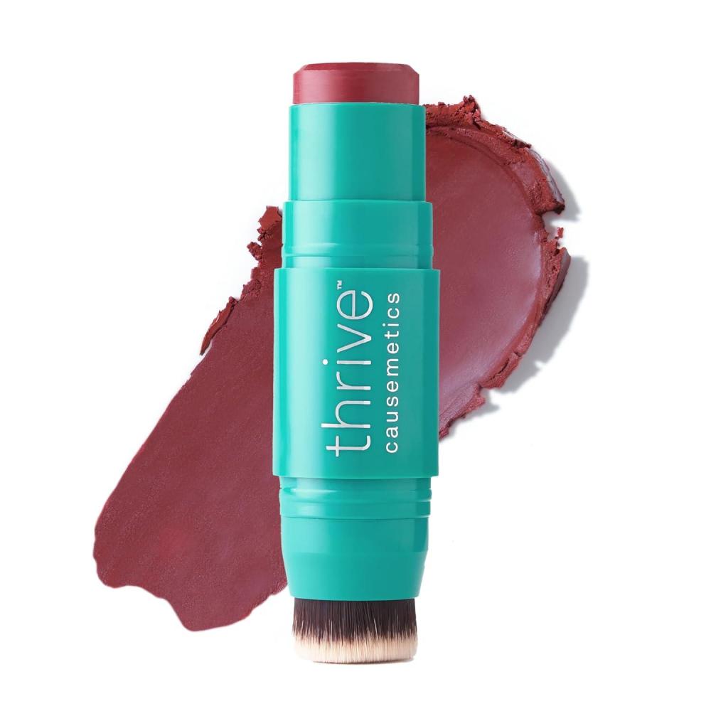 imageThrive Causemetics Triple Threat Color Stick Cream Blush Stick with Vitamin E Evening Primrose Oil Waterproof Smudge Proof Face Makeup Formula Tessa Berry MatteTessa Berry Matte