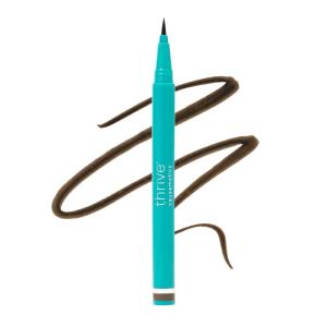 Thrive Causemetics Infinity Waterproof Black Liquid Eyeliner Pen, Eye Makeup Essential with Biotin for Women, Water Based Eyeliner, Feather Free Brush Tip, Vegan, Shade Lauren (Black Matte)(Ella (Brown Matte))