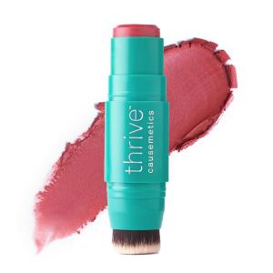 Thrive Causemetics Triple Threat Color Stick: Cream Blush Stick with Vitamin E, Evening Primrose Oil, Waterproof Smudge Proof Face Makeup Formula, Tessa (Berry Matte)(Dionne (Brick Red Shimmer))