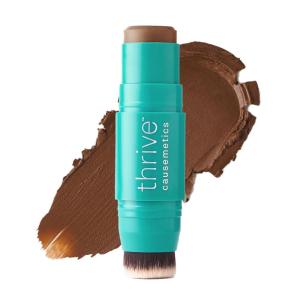 Thrive Causemetics Triple Threat Color Stick: Cream Bronzer & Contour Stick with Vitamin E, Evening Primrose Oil, Waterproof Smudge Proof Face Makeup Formula, Kayla (Deep Golden)(Senait (Tan Golden))