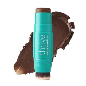 Thrive Causemetics Triple Threat Color Stick: Cream Bronzer & Contour Stick with Vitamin E, Evening Primrose Oil, Waterproof Smudge Proof Face Makeup Formula, Kayla (Deep Golden)(Adrienne (Deep Tan Neutral))