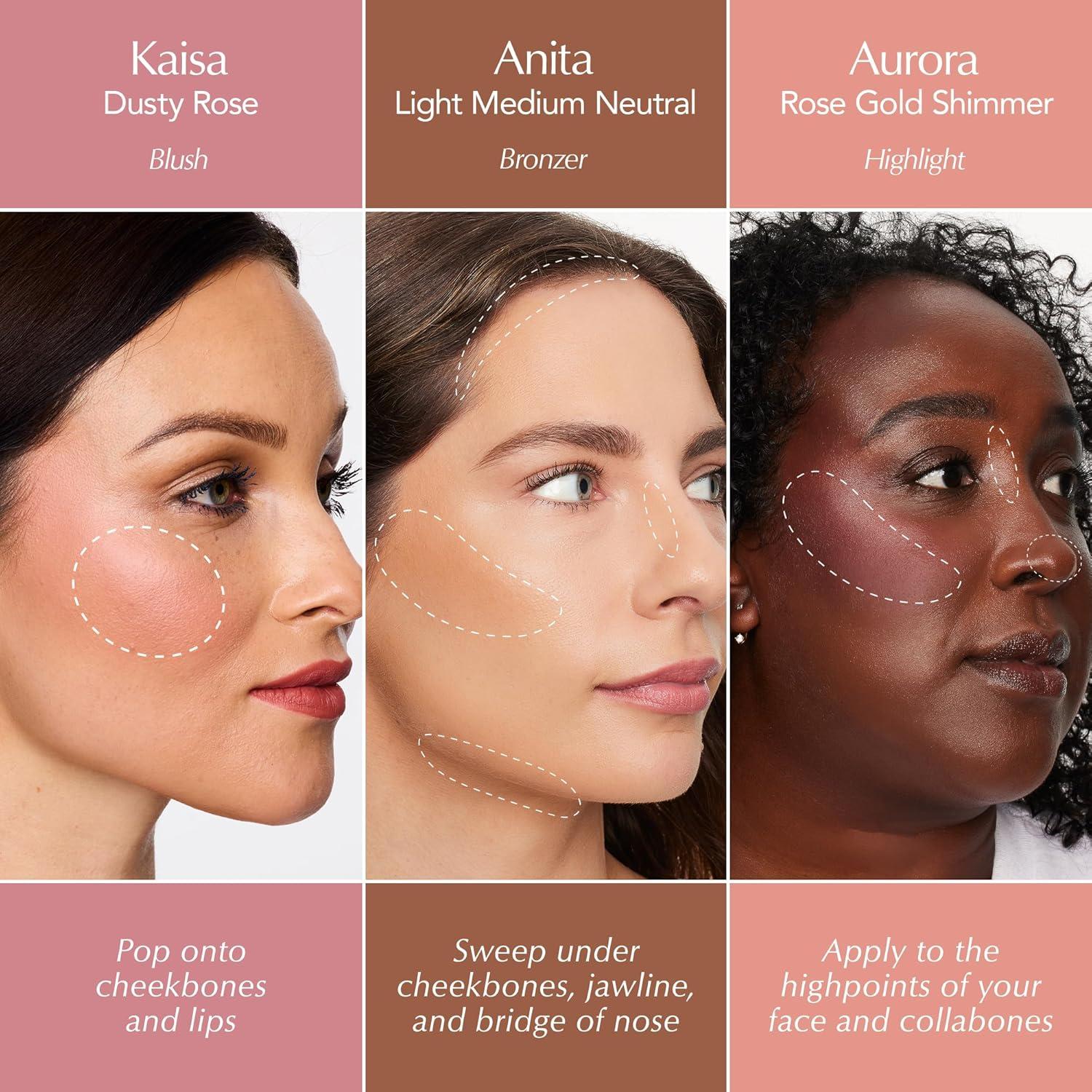 imageThrive Causemetics Triple Threat Color Stick Makeup Gift Set for Women Blush Highlighter Bronzer amp Contour Stick Waterproof Smudge Proof Face Makeup Formula 3 ShadesFair